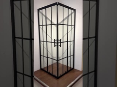 5/6mm Size Glass Square Shower Enclosures with Black Stripes Frame for Modern Bathroom