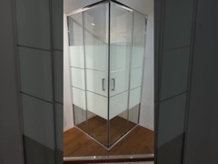 White Block Glass Square Shower Enclosures with Chromed Alum Frame for Modern Bathroom