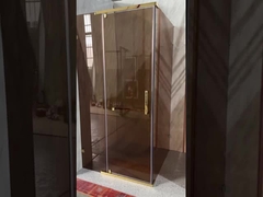 Elegant  Shower Enclosures With Tinted Glass And Golden Aluminium Frame