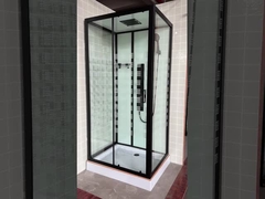 Luxrious Shower Room With Matt Black Profile And Printing Glass For Mordern