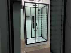 Luxrious Shower Room With Matt Black Profile And Printing Glass For Elegant