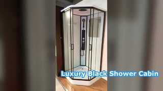 Why Choose Stylish black paint aluminum alloy frame shower cabin with  Glass roof mirror and tray