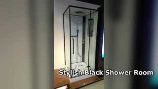 See Why Choose Stylish black paint aluminum alloy frame shower room with  roof and tray