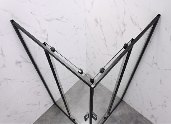 Corner Bathroom Black Frame 2 Sided Shower Cubicle Aluminum Frame