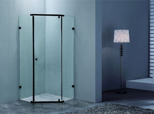Corner Shower Enclosure With 6mmT Tempered Glass Black SS Handle And Rod
