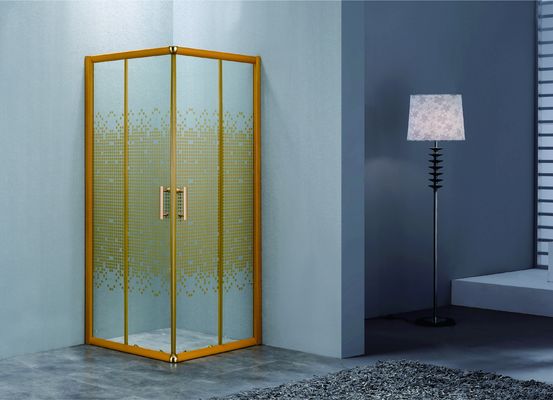 Bathroom OEM / ODM Glass Shower Cabinet With Golden Stainless Handle