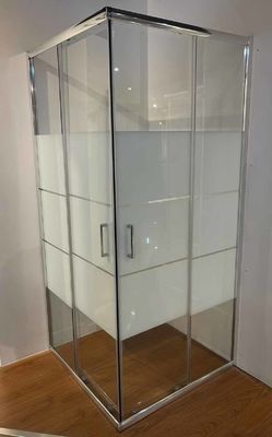 White Block Glass Square Shower Enclosures with Chromed Alum Frame for Modern Bathroom