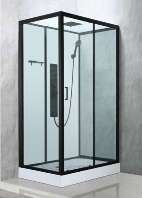 Luxrious Shower Room With Matt Black Profile And Printing Glass For Elegant