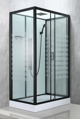 Luxrious Shower Room With Matt Black Profile And Printing Glass For Mordern