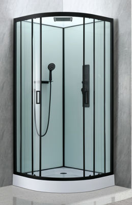 Stylish Sector Shower Room And Black Frame With Tray And Roof