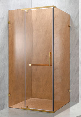 Elegant  Shower Enclosures With Tinted Glass And Golden Aluminium Frame