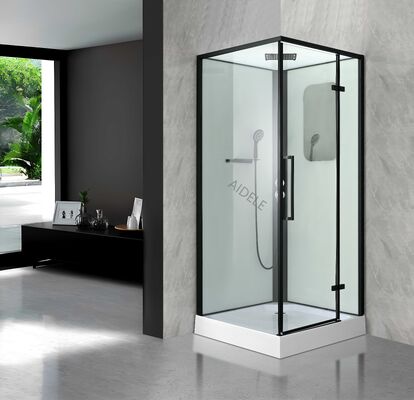 Stylish black paint aluminum alloy frame shower cabin with  Glass roof mirror and tray